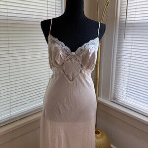 vintage victoria secret all silk slip dress Large baby pink long maxi